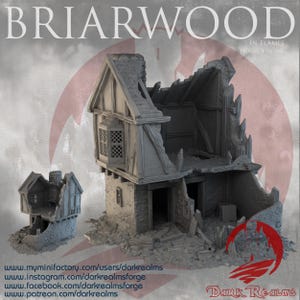 Briarwood House 4 Ruins – Fantasy Terrain for D&D, Mordheim, AOS | 15mm - 28mm - 32mm | Modular Medieval Ruined Building - LM3D