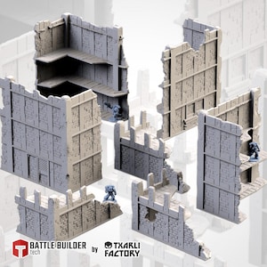City Ruins Terrain Set – WTC Compatible Competitive Wargaming Scenery | Modular Multi-Level Ruins | LM3D