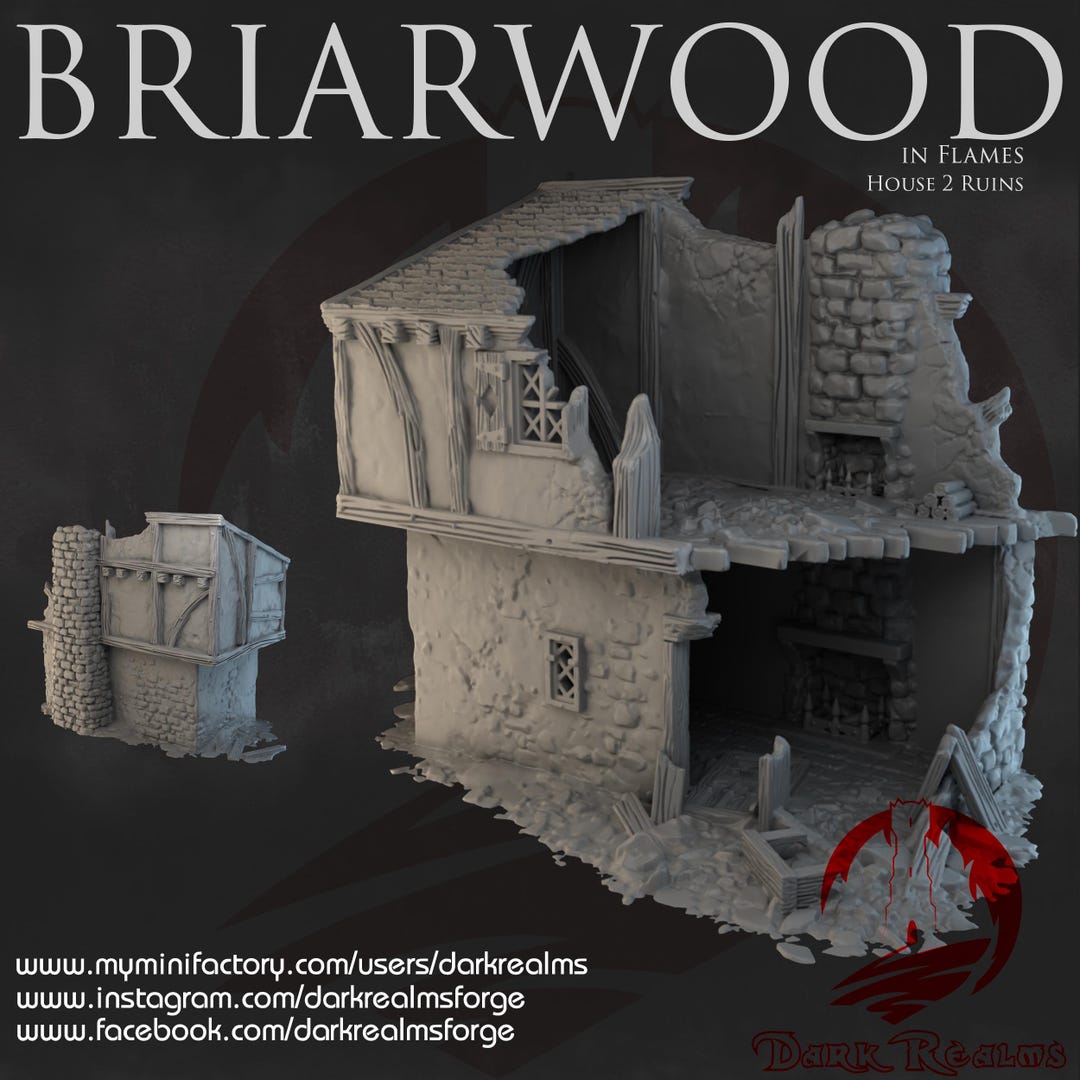 Modular Building Ruins Briarwood House 2 Ruins – Fantasy Terrain for Mordheim, D&D, AOS | 28mm ...