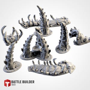 Tyranid/Alien Terrain – Set of 8 Organic Scenery Pieces | Xenos Hive Terrain | 28mm 32mm Wargames | LM3D