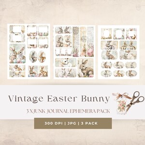 Vintage Easter Bunny Ephemera | Easter Junk Journal Ephemera, Vintage Printable Kit with Tags, Digital Scrapbook Supplies for Spring Crafts