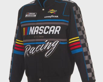 Svart NASCAR-racingjacka för män – Heltryckt F1-motorsportprestandajacka