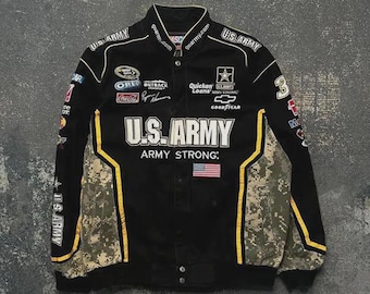 U.S. ARMY Racing team リバーシブルジャケット used Vintage US Army 1 JH Design Nascar Racing Jacket Reversible - Size
