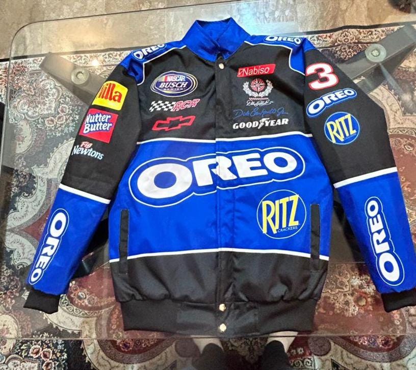 オレオ NASCAR レーシングジャケット ヴィンテージ ブルー ブラック オレオ NASCAR レーシングジャケット ヴィンテージ ブルー ブラック