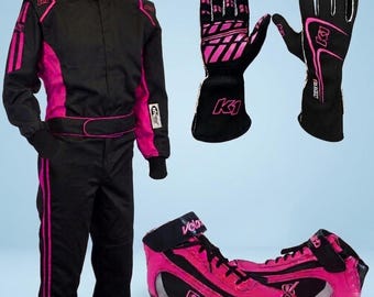 Tuta da gara per kart CIK FIA Livello 2 Nero Rosa Set di attrezzatura professionale per kart