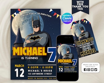 Superheroes Birthday Invitation, Birthday Party, Printable Invitation, Phone Invitation, Invitation Card, Art Printable, Boy Invitation