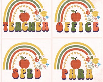 Retro Rainbow Teacher Shirt Bundle: School Staff Team Design (PNG Digital Download)