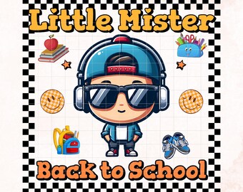 Little Mister Back to School PNG, Cool Boys First Day Outfit, Retro Boy Preschool Tee, Kindergarten Shirt for Boys