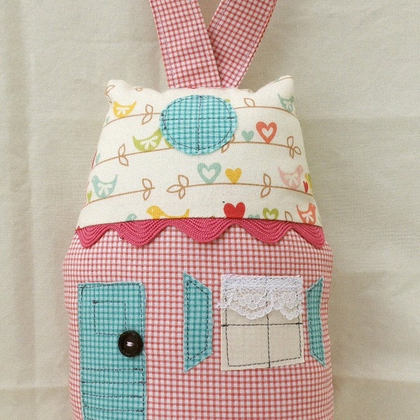 One of A Kind Littled Cottage Tooth Fairy Pillow with Rick Rack Roof Trim