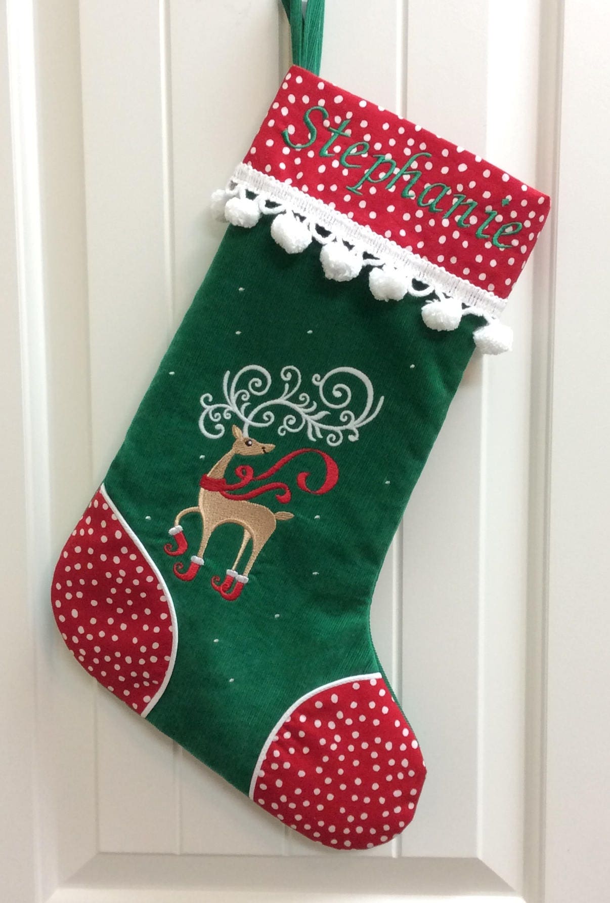 Embroidered Christmas Stockings Handmade Family Stockings Etsy