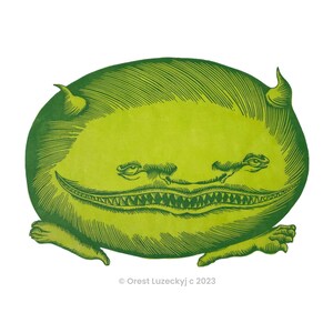 Running Monster Woodcut