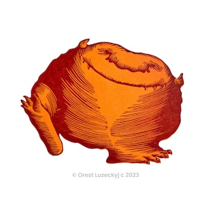 Dancing Monster Woodcut