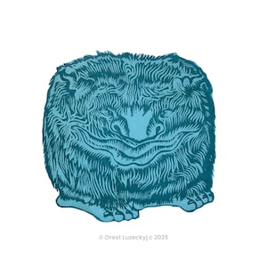 Stomping Monster Woodcut