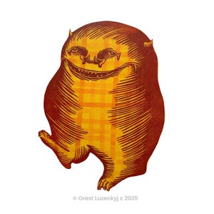 Walking Monster in Plaid Woodcut
