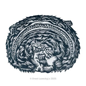 Anxious Monster Woodcut