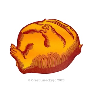 Sleeping Monster Woodcut (Yellow & Orange Gradient)
