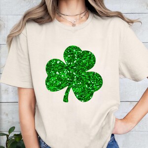 Lucky Png, Glitter Shamrock Png, Irish Crewneck, Women Glitter Patrick&#39;s Day Png, Shamrock Png Women