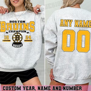 Sudadera con capucha personalizada de los Boston Bruins/Camiseta de hockey de Boston/Regalo para mamá y papá de hockey/