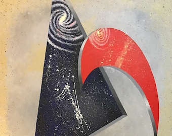 Navigating Andromeda ~ Original Acrylic Painting by Curtis Roy, Abstract, Surreal, Space, Interimensional, Calder, Miro, Kandinsky