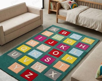 Kleiner ABC Teppich aus Wolle für Kinder und Kleinkinder