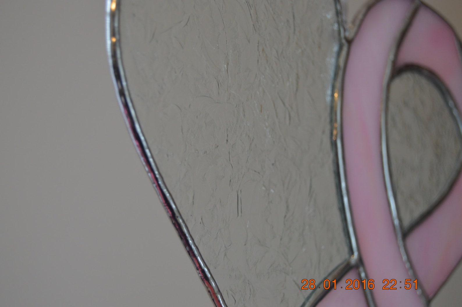 Stained Glass Suncatcher Pink Ribbon Heart Breast Cancer Etsy
