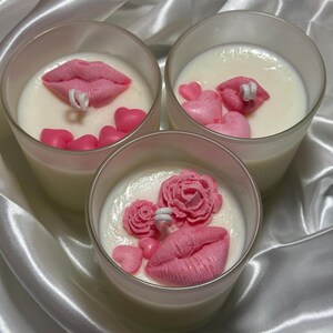 Summer Romance Collection - Frosted 8oz Candle - Red Accent Candle - Coconut Vanilla - Soy Wax Candle - Pink Accent Candle - Love Candle