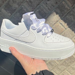 Personalized Pearl & Rhinestone Nike Air Force 1 | Custom Bridal Sneakers | Wedding Shoes with Pearls | Elegant AF1 for Bride