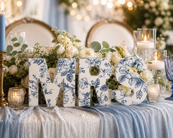 Personalized Chinoiserie Wooden Wedding Letters | Freestanding Initials, Sweetheart Table Decor