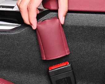 Funda de cuero para hebilla de cinturón de seguridad: Funda protectora para accesorio del interior del coche