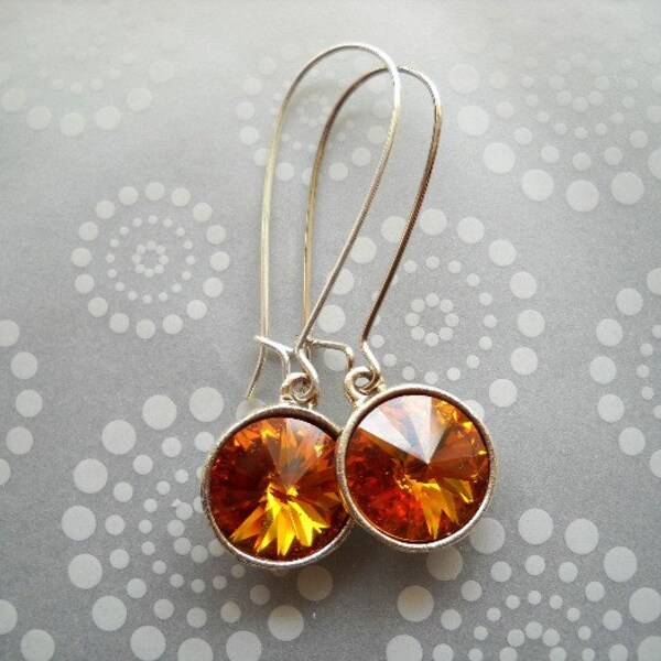 Topaz Swarovski Rivoli Dangle Earrings