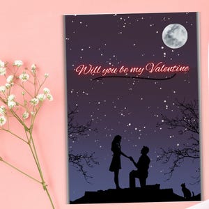 Bewerkbare Valentijnsdagkaarten voor koppels – afdrukbare liefdeskaarten 4 x 6 – romantisch voorstel, partnercadeau, valentijnskaart meisjes gratis canva-sjabloon
