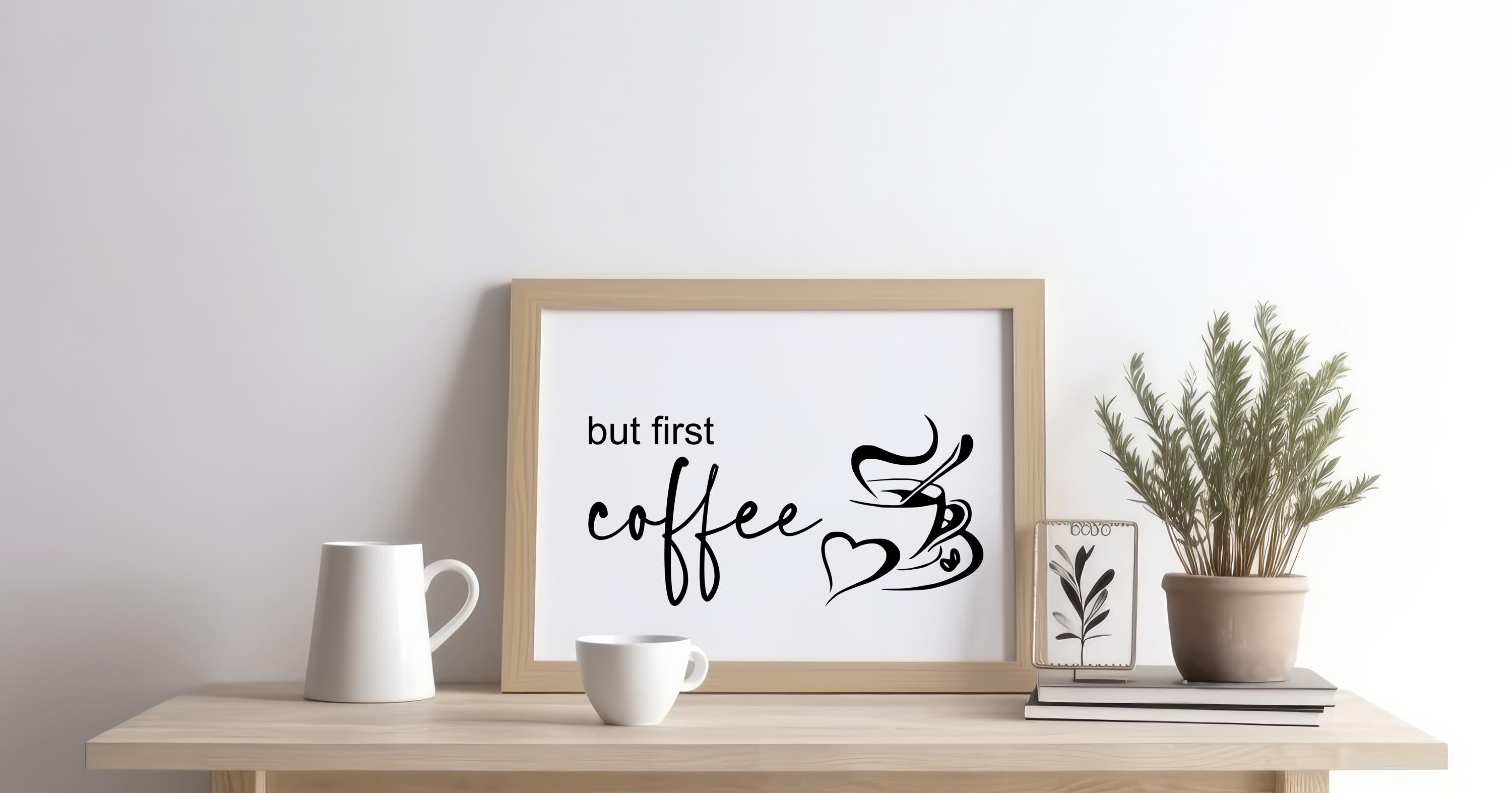 Targa in legno da appendere alla parete con scritta Coffee Sign But First Coffee, decorazione da parete e mensola da tavolo, decorazione da scrivania, cartello da bar