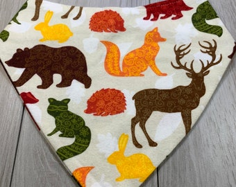 Woodlands pet Bandana with snaps: 100% Cotton flannel, washable and durable. Many sizes!