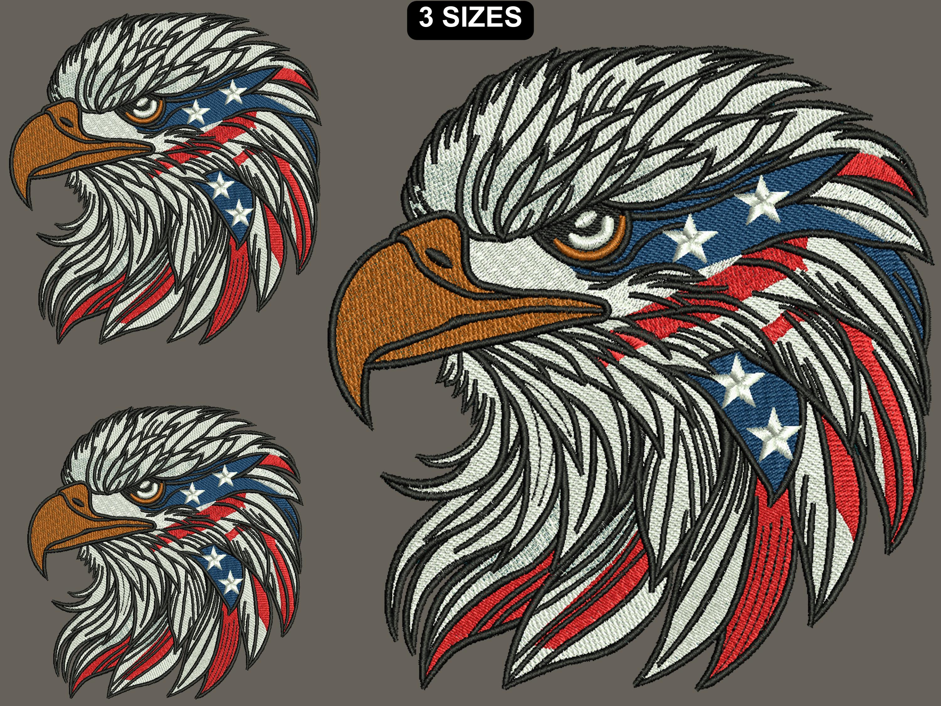 American Eagle Embroidery Design, USA Flag Bald Eagle Head, Digital ...