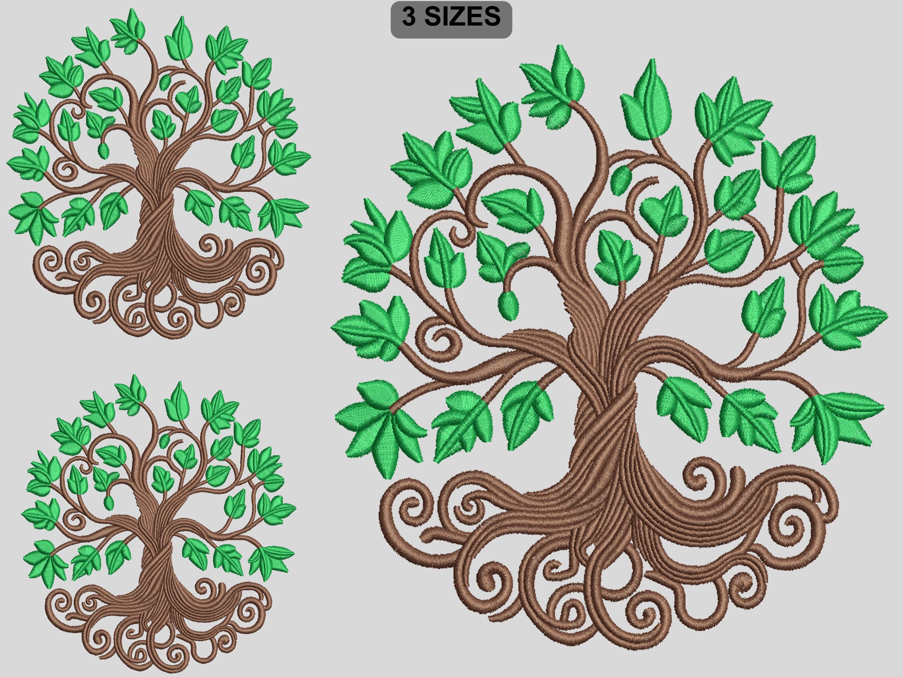 Tree of Life Embroidery Design, Swirly Roots, 3 Sizes, Instant Download ...