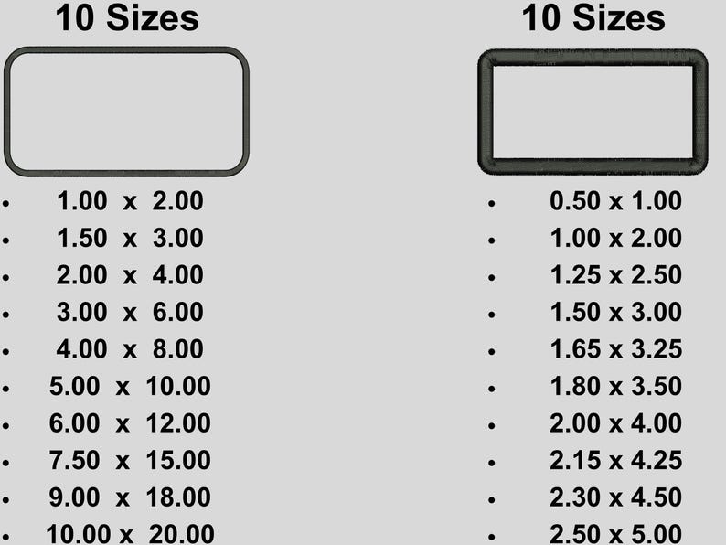 Shape Logo Frame Applique Embroidery Designs, 15 Shapes, 10 Sizes Each ...