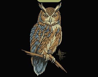 Realistic Owl Embroidery Design, Wildlife Bird Machine Embroidery Pattern, 3 Sizes, Instant Download.