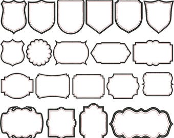 Shape Applique Embroidery Designs, Badge & Label Outlines, 20 shapes, 10 sizes Each, Instant Download.