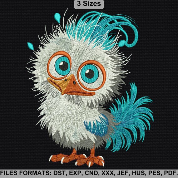 Funny Chicken Embroidery Design, Whimsical Bird Embroidery, 3 Sizes, Instant Download.