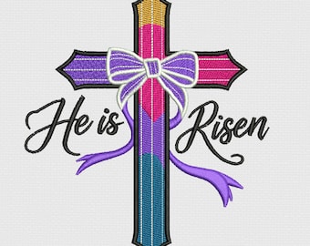 He Is Risen Kreuz Stickdatei: Ostern Christliche Stickdatei (Instant Download)
