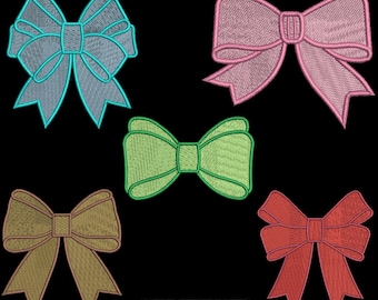 5 つのリボン刺繍デザインのセット、かわいいリボン刺繍、各リボン 1.00 インチから 8.00 インチ、デジタル デザイン ファイル マシン刺繍、即時ダウンロード
