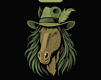 Horse Embroidery Design, Cowboy Horse Embroidery, Western Hat Horse Machine Embroidery, 3 Sizes, Instant Download.
