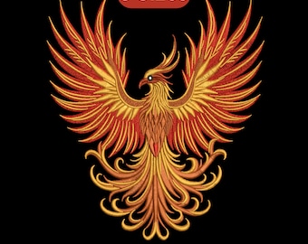 Phoenix Embroidery Design, Fire Bird Machine Embroidery Pattern, 3 Sizes, Instant download