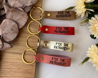 F*ck the Patriarchy leren sleutelhanger: feministisch cadeau, gepersonaliseerde optie