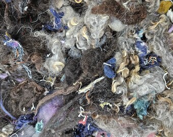 MARILLA CUTHBERT - Rare Wool Fleece BFL Mohair Mallows Recycled Thread Fiber Art Texture Blend - 2 oz