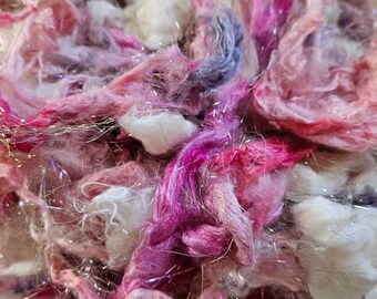 PINK DAWN SKY - Bamboo Cotton Sparkle Fiber Art Texture Blend - 2 oz