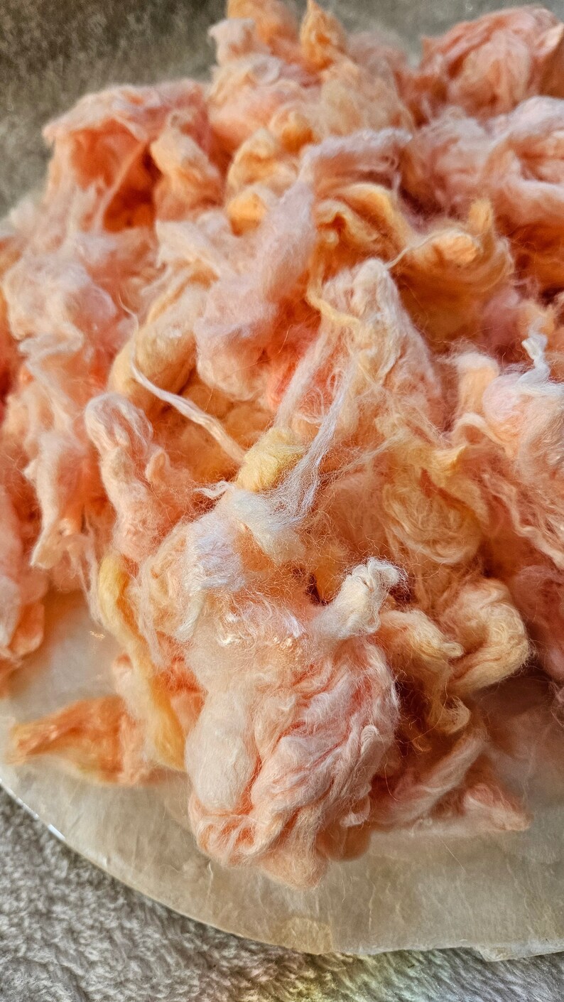 PEACHY PINK CLOUDS Dyed Bamboo Fiber 1 oz image 3