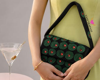Black Olive Beaded Shoulder Bag | Handmade Sequin Cocktail Purse | Martini Night Party Bag | Gift for Her, Staud Zara Inspired Bag