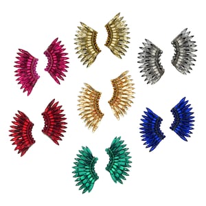 Angel Wing earrings, Statement handmade dangle earrings, Angel wings party earring, Unique beaded prom earrings for women, Mini wing studs