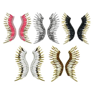 Wing Earrings for Women – Lightweight Statement Earrings, Gold Beaded Drop Earrings, Fashion Jewelry, Bold & Unique Gift Idea